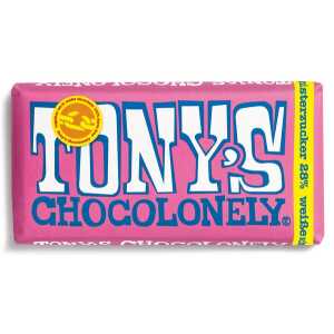 Tony’s Chocolonely Weiße Schokolade mit Himbeere und Knisterzucker – 180 Gramm