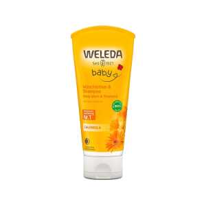 WELEDA Bio-Baby-Waschlotion & Shampoo mit Calendula, 200 ml