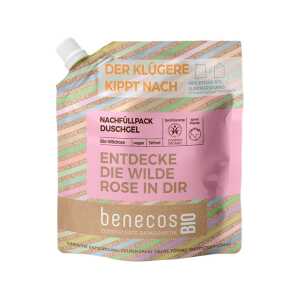 benecos Bio-Duschgel-Nachfüllbeutel mit Bio-Wildrose, 500 ml