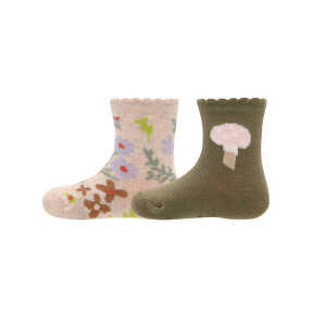 ewers Baby und Kinder Socken Blumen/Pilze 2er-Pack Bio-Baumwolle