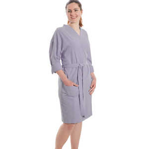 jilda-tex Damen Bademantel / Kimono 100% Bio-Baumwolle Knitterlook Made in Green Unisex