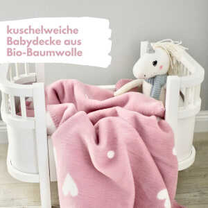 kids&me Wolldecke für Babys aus 100% Bio-Baumwolle – Babydecke für Mädchen in rosa