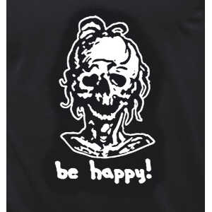 little kiwi Herren T-Shirt, “Be happy!”, Schwarz