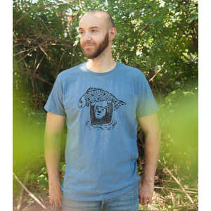 päfjes Björn der Bär & Fido der Fisch – Fair gehandeltes Männer/Unisex T-Shirt – Slub Blue