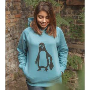 päfjes Pinguin Paul – Fair gehandelter Bio Unisex Hoodie / Kapuzenpulli – Blau
