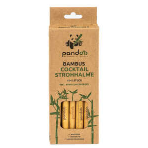 pandoo 12er-Packung Cocktail-Strohhalme aus 100% Bambus