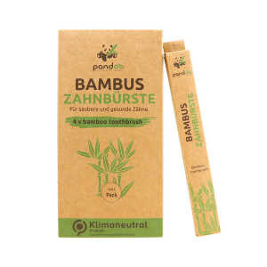 pandoo 4er Vorteilspackung – Bambus Zahnbürste – vegan & umweltfreundlich