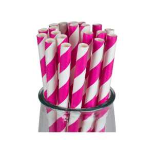 20 Trinkhalme aus Papier pink