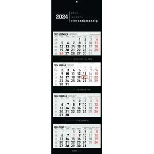 4-Monatskalender Black 2024 – Büro-Kalender 33×20 cm (geschlossen), 33×100 (geöffnet) – faltbar – mit Datumsschieber – Alpha Edition