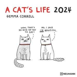A Cat’s Life 2024 – Wand-Kalender – Broschüren-Kalender – 30×30 – 30×60 geöffnet – Katzen – Cartoon