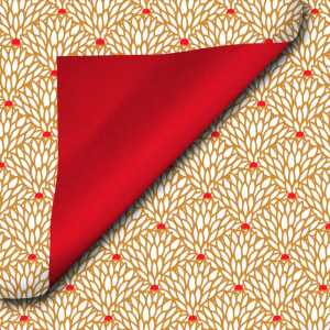 Beschichtetes Geschenkpapier auf Rolle | Blossom/Natur/Rot – 1 Rolle