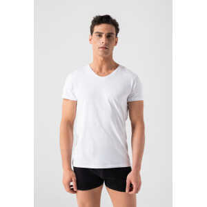 Burnell & Son Unterhemd Herren V-Ausschnitt 3er Pack – T-Shirt Extra Lang mit Kurzarm Slim Fit