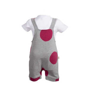 CORA happywear Baby Latzhose in Bio-Baumwolle “Mausi” | gepunktetes Muster