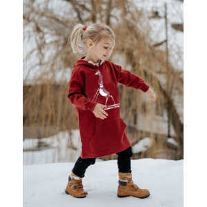 CORA happywear Kinder Oversize Pullover aus Buchenholz Faser “Camilla” | bordeaux mit Druck