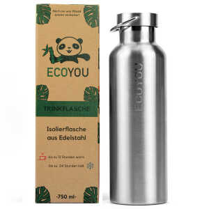 EcoYou® Edelstahl Trinkflasche Isolierflasche 750 ml Thermosflasche