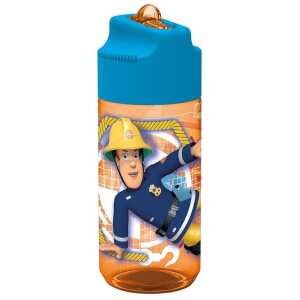 Feuerwehrmann Sam, Trinkflasche, Strohhalm, transparent