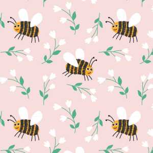 Geschenkpapier aus Gras auf Rolle | Bienen/Rosa – 1 Stk
