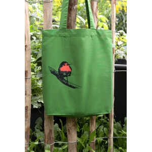 Hirschkind Bio-Fashion-Bag “Rotkehlchen” grün- handbedruckt