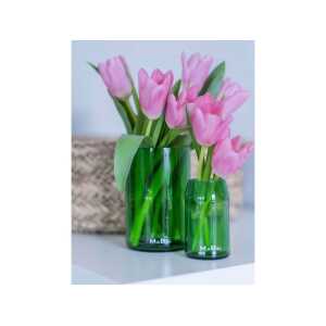 MaBe Vase 13 cm hoch, Upcycling aus Weinflasche, grün