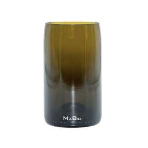 MaBe Vase 16 cm hoch, Upcycling aus Champagnerflasche, olive