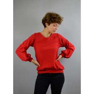 ManduTrap Bio Baumwolle, Pullover, Sweater “Caro” mit Ballonärmeln in rot, schwarz oder gelb