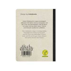 Matabooks Notizbuch aus Graspapier mit Samen, Easy, A6, 102 Blatt
