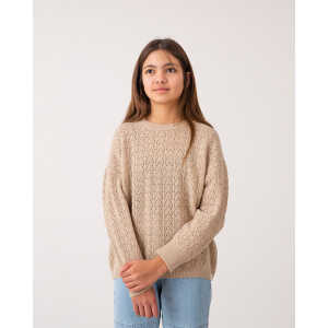 Matona Gestrickter Pullover mit Lochmuster für Kinder aus recycelter Wolle / Lace Sweater