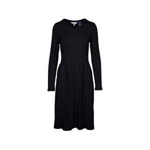 ORGANICATION Bio-Damen-Langarm-Kleid mit Rundhalsausschnitt, knielang, black, Gr. M