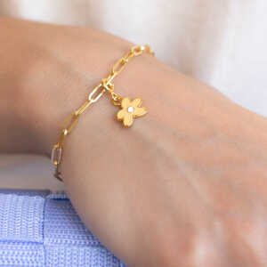 Paeoni Colors Armband mit Blumen-Anhänger aus 18k Gold Vermeil, 925 Sterling Silber