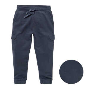 People Wear Organic Sweat-Hose mit aufgesetzten Klappentaschen am Oberschenkel, dunkelblau, aus Bio-Baumwolle