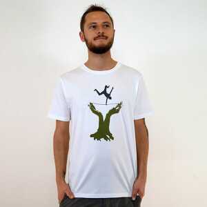 Spangeltangel T-Shirt “Slackline”, Herrenshirt, bedruckt, Siebdruck, Bio-Baumwolle