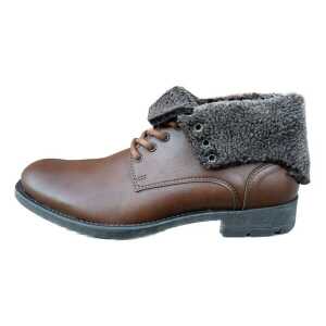 Will’s Vegan Shop Stylische Stiefel für Herren “Fold Over Boots” in Chestnut