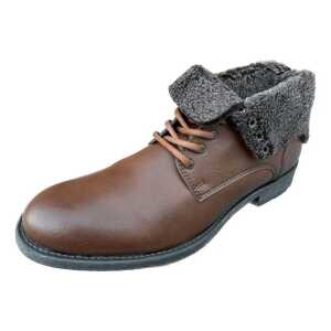 Will’s Vegan Shop Stylische Stiefel für Herren “Fold Over Boots” in Chestnut