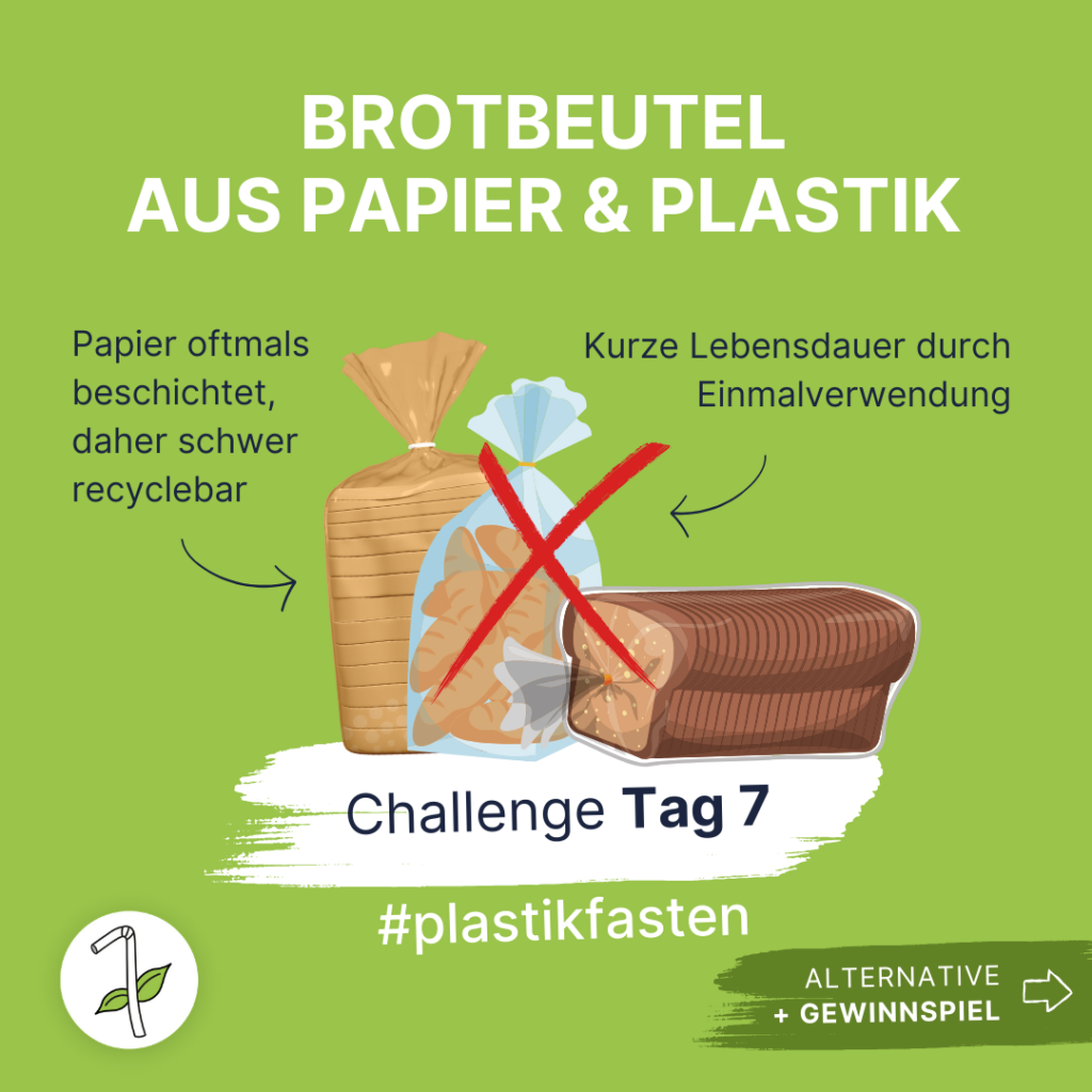 Plastikfasten: Brotbeutel aus Papier und Plastik