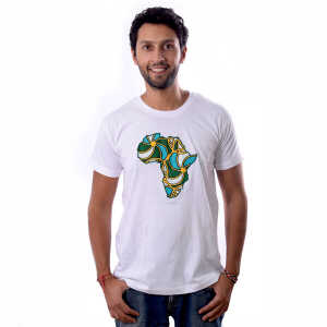 Africulture T-Shirt “Kanga Africa” mit kenianischer Kanga Stoff Applikation