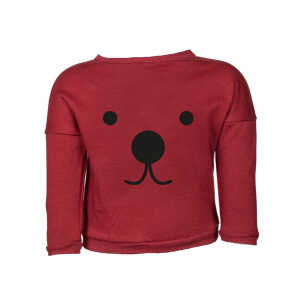 CORA happywear Baby Sweater Pullover “Suli” aus Buchenholz bordeaux mit Druck