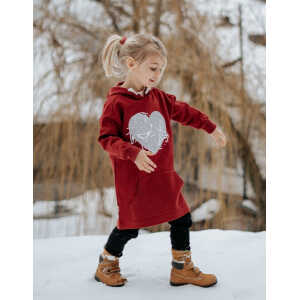 CORA happywear Kinder Oversize Pullover aus Buchenholz Faser “Camilla” | bordeaux mit Druck