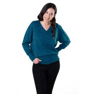 De Colores Pullover mit V-Ausschnitt aus 100% Alpakawolle
