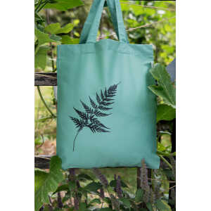 Hirschkind Bio-Fashion-Bag “Farn” mint- handbedruckt