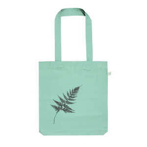 Hirschkind Bio-Fashion-Bag “Farn” mint- handbedruckt