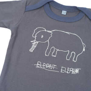 Kipepeo-Clothing Langarmbody Baby Body aus Bio-Baumwolle ELEPHANT Dunkelgrau. Handmade in Kenya