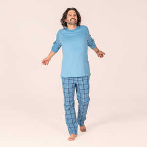 LIVING CRAFTS – Herren Pyjama – Blau (100% Bio-Baumwolle), Nachhaltige Mode, Bio Bekleidung