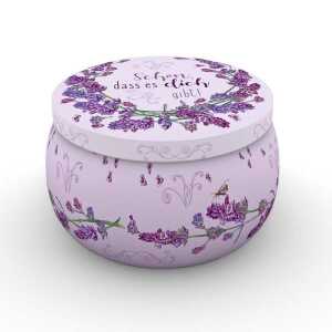 Lavendel-Duftkerze in Metalldose “Schön, dass es dich gibt!”