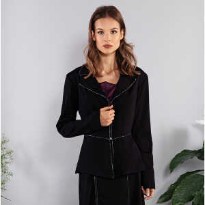 SinWeaver alternative fashion Blazer schwarz tailliert Viskose glänzende Paspeln und Reißverschluß