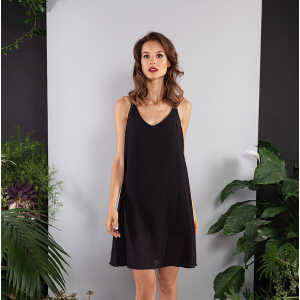 SinWeaver alternative fashion Kurzes Kleid schwarz schulterfrei Tencel Lyocel mit Gummi-Trägern