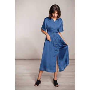 SinWeaver alternative fashion Langes Kleid blau Viskose mit Knöpfen