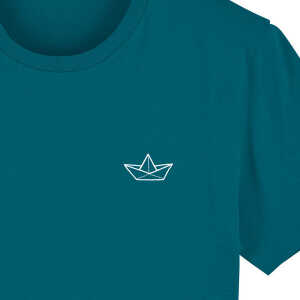 Spangeltangel T-Shirt “Papierboot”, Männershirt, Herrenshirt, bedruckt, Siebdruck, Biobaumwolle, Unisex
