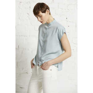 Wunderwerk Damen Bluse aus Lyocell (TENCEL) “TENCEL square stand collar”