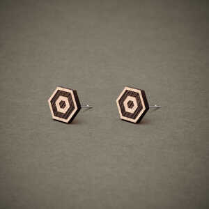 feinformart Ohrstecker / Ohrring aus Holz “Hexagon1” 9mm