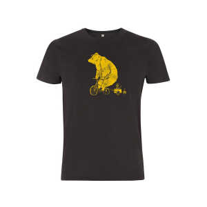 ilovemixtapes T-Shirt Halfbird Bär auf Rad aus 100% Biobaumwolle Dunkelgrau